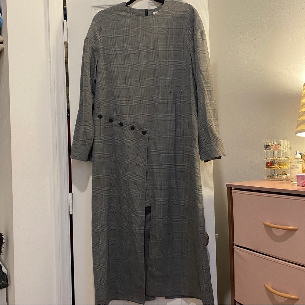 NWT Tibi Asymmetric gingham Lyocell and cotton-blend midi dress